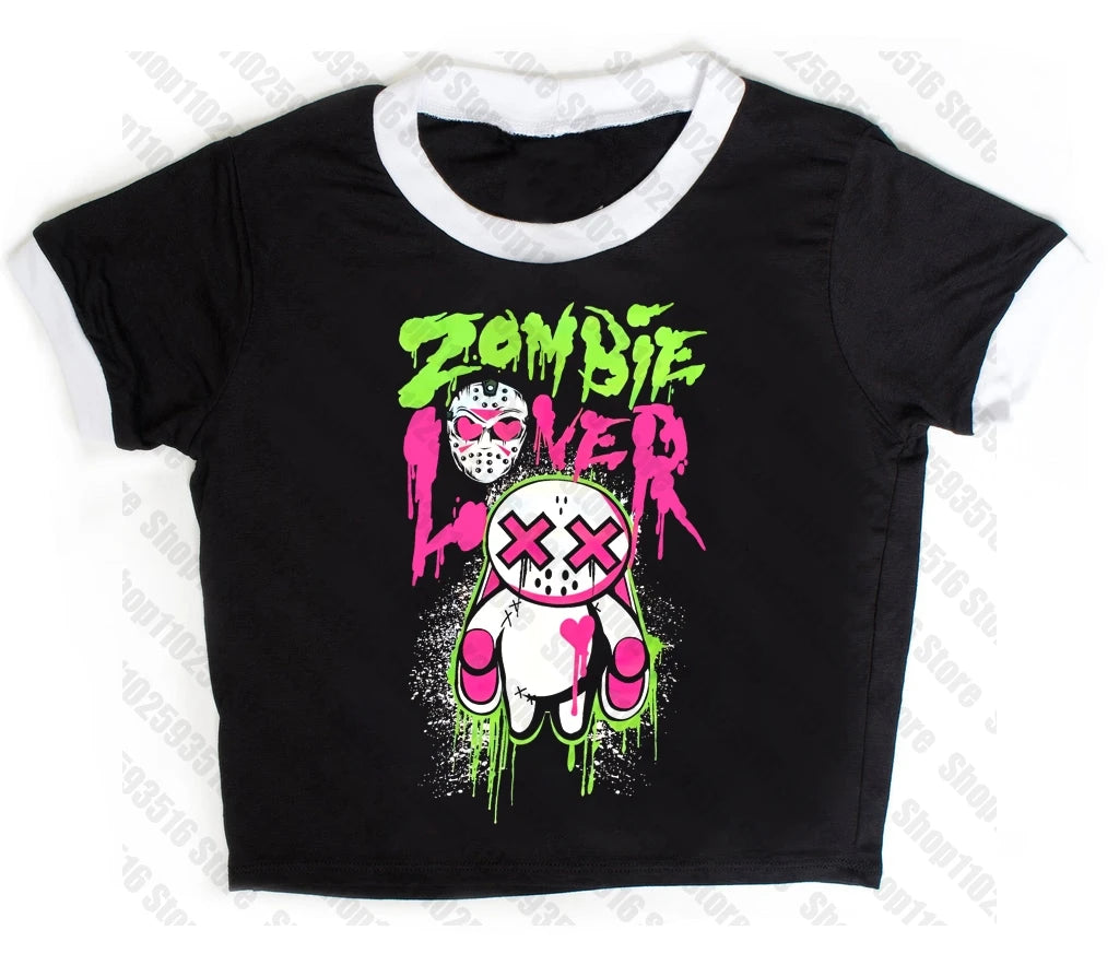 Y2K Anime Letter Crop Top for Women