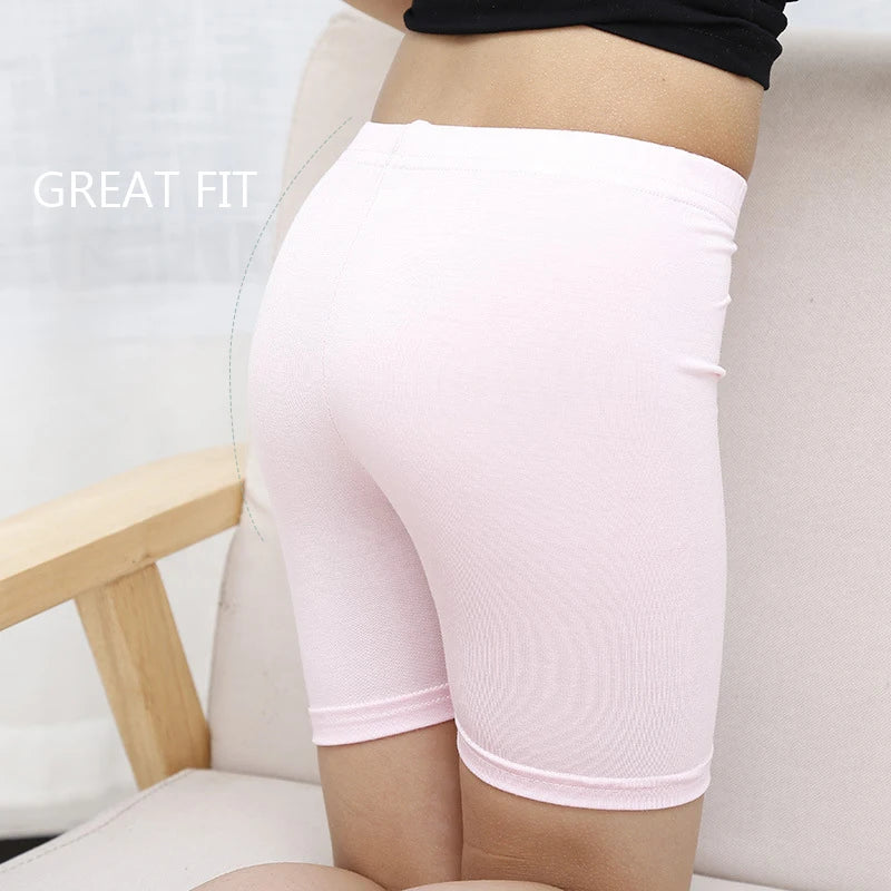 2Pcs Kids Girls Solid Color Cotton Leggings Safety Shorts