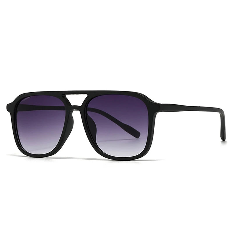 Retro Double Bridge Square Sunglasses – Fashion Gradient UV400 Shades