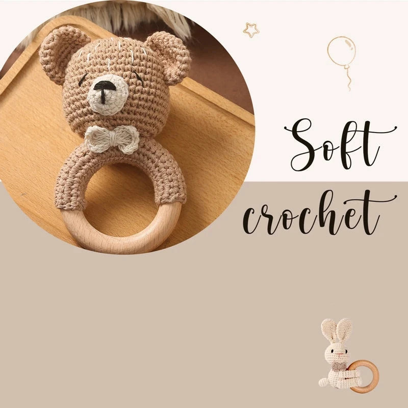 Crochet Animal Bear Rattle Toy