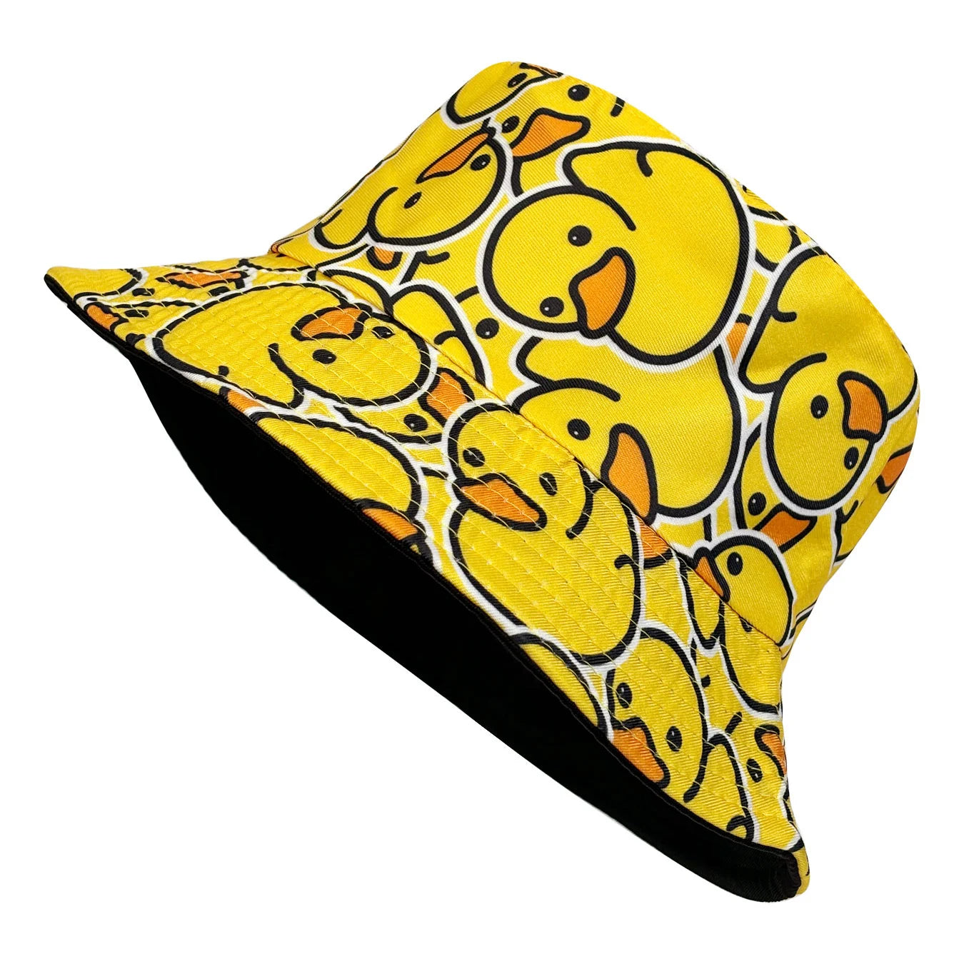 Reversible Cartoon Duck Print Bucket Hat | Unisex Foldable Sun Protection Cap