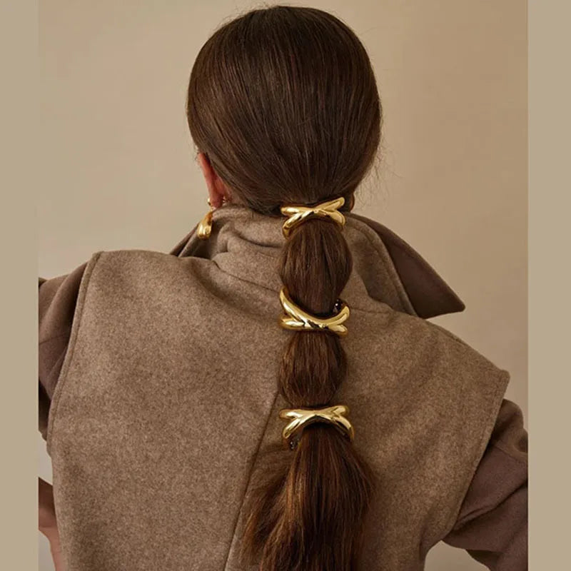 Irregular Golden Metal Hair Band for Women & Girls