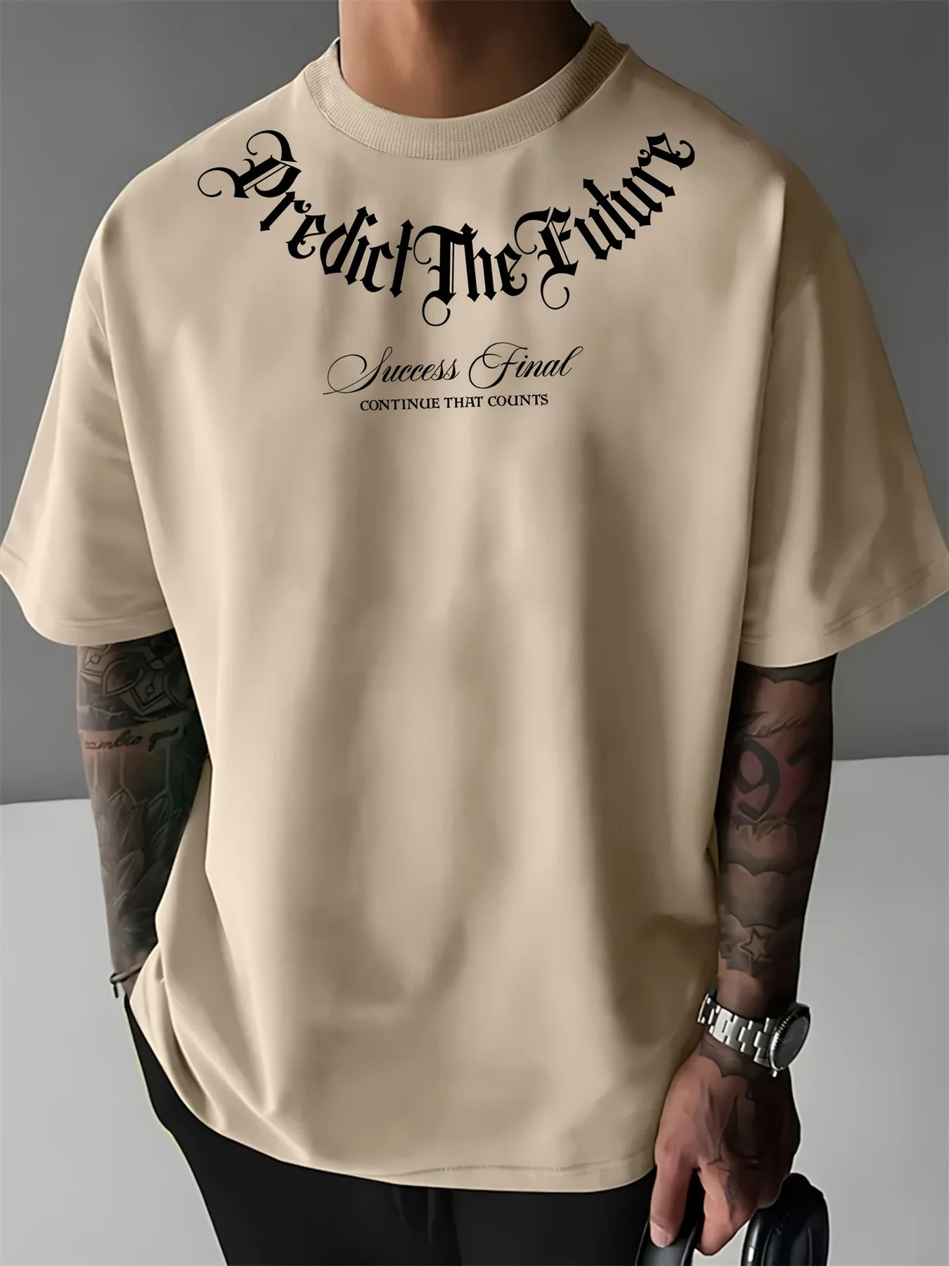 Men’s Cotton Letter Print Casual T-Shirt