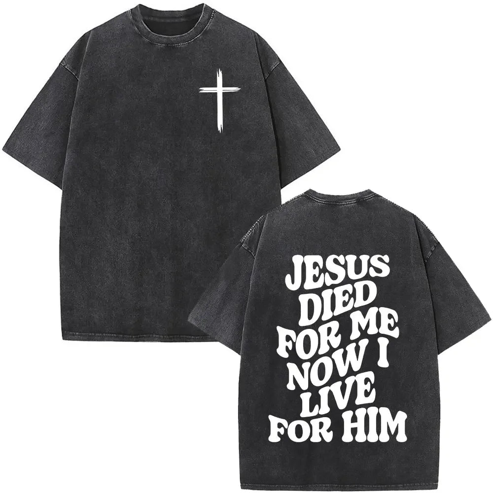 Heart Cross Christian Jesus Faith Over Fear Bible Verse Vintage Washed T-shirts Unisex Fashion Oversized T Shirts Cotton T-shirt