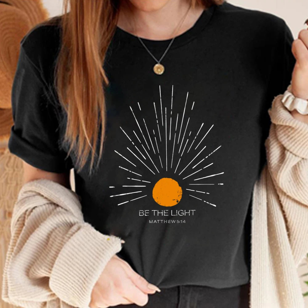 Be The Light Mathew 5 14 Sunburst T-Shirt Vintage Bible Verse Shirt Christian Tshirt Sun Tee Boho Top Inspirational Gift