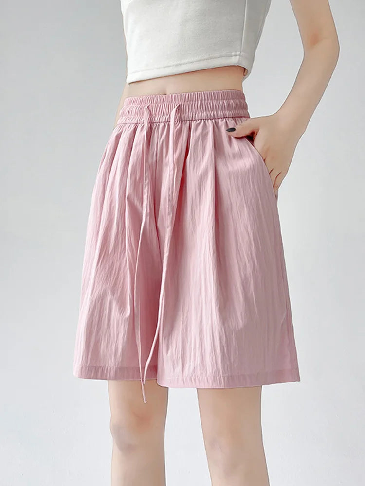 Women’s Summer Casual High-Waist Shorts | Soft Loose Beach Shorts with Pockets