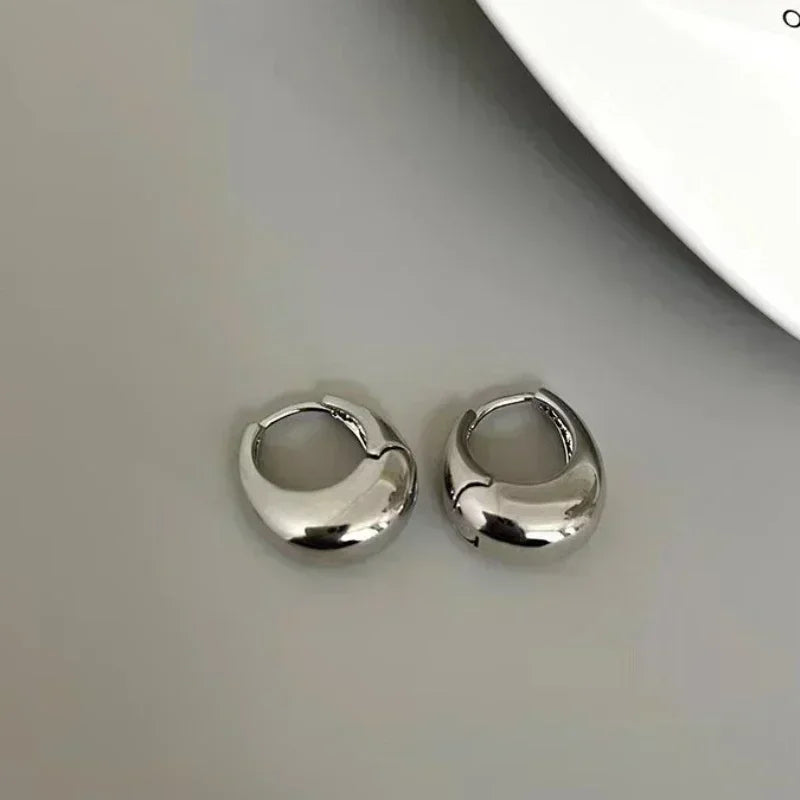 Minimalist Geometric Trendy Oval Design Gold Hoop Earrings for Women