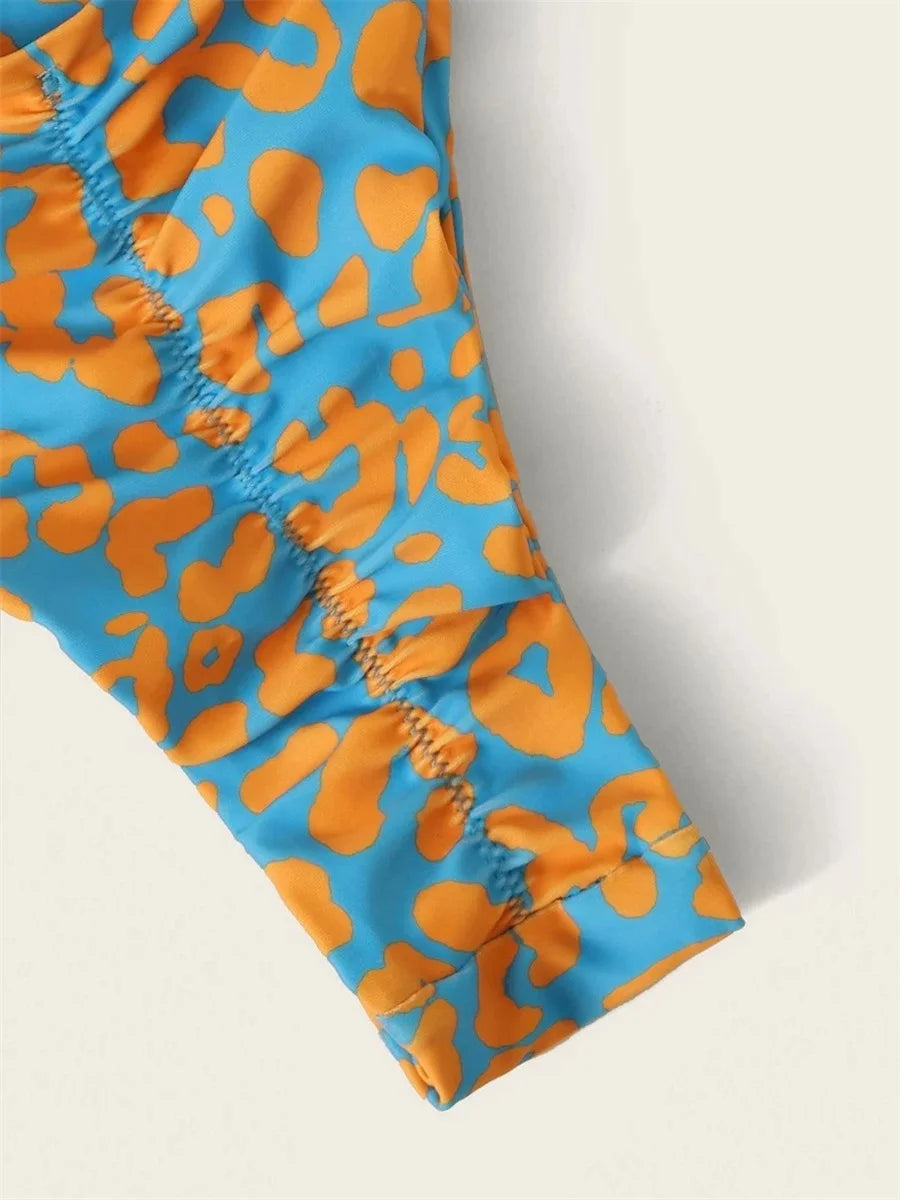 Sexy Micro Bikini Orange Leopard Push Up