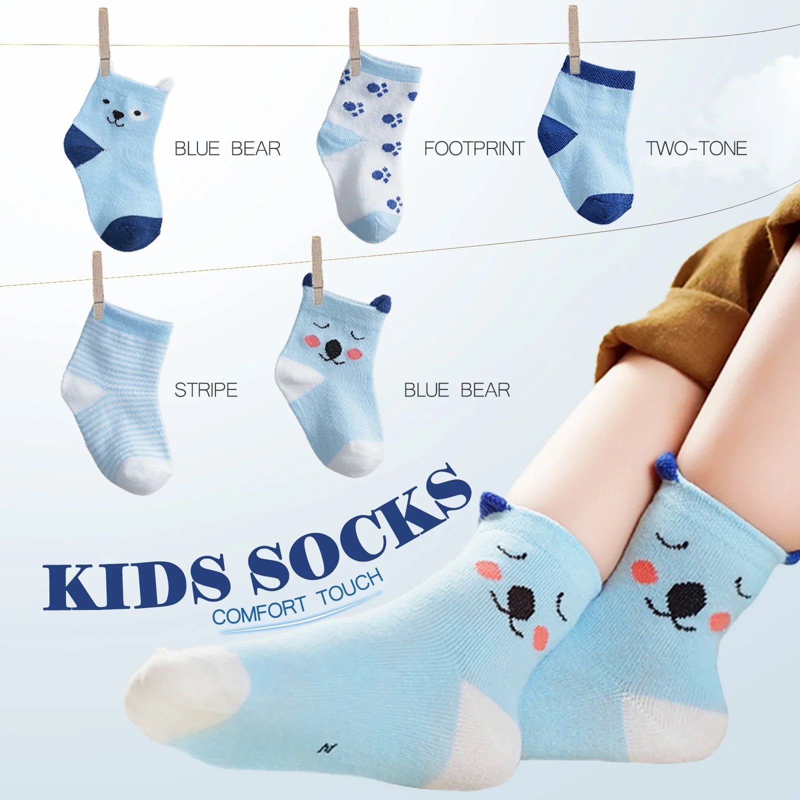 10 Pairs Baby Socks – Soft Cotton Cartoon Socks for Newborns & Toddlers
