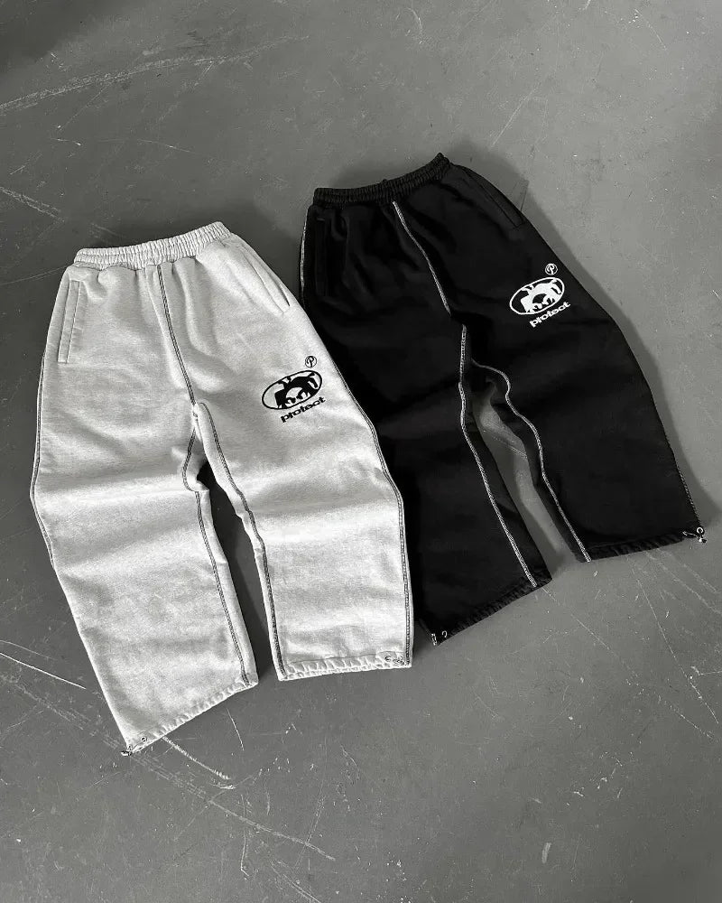 Man Y2k Pants Joggers Men Streetwear Embroidered Pink Long Sweatpants Cargo Clothing Casual Police Trousers American Harajuku