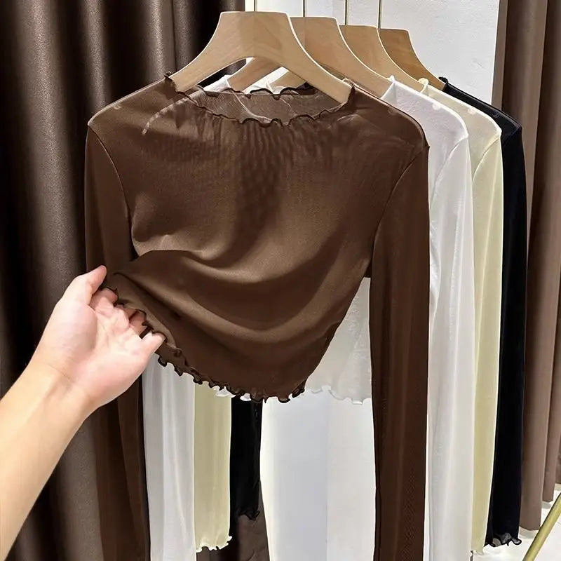 Women’s Slim See-Through Long Sleeve Casual Top