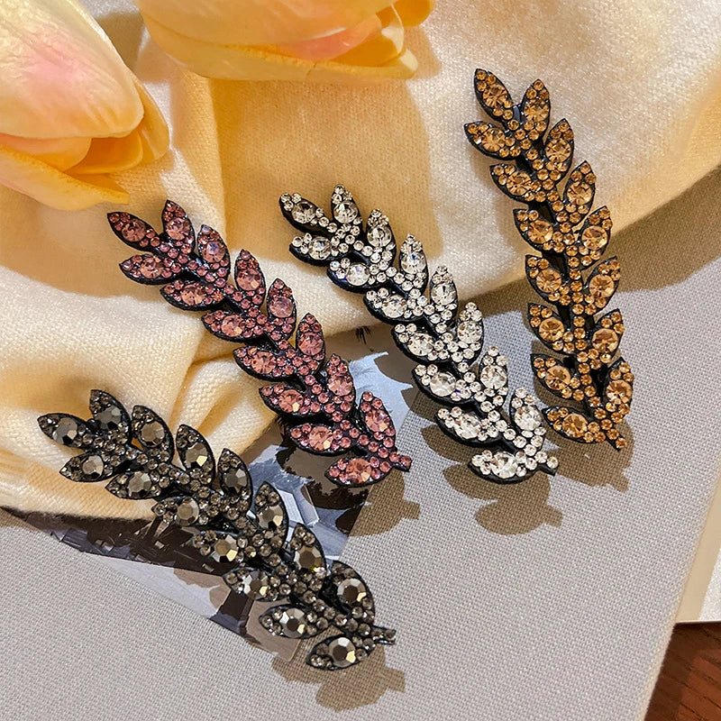 Elegant Rhinestone Sparkling Wheat Hair Clips for Women