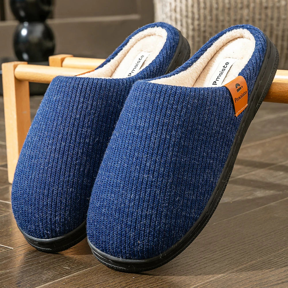 Men’s Memory Foam Cushion Slippers – Warm Indoor Platform Shoes