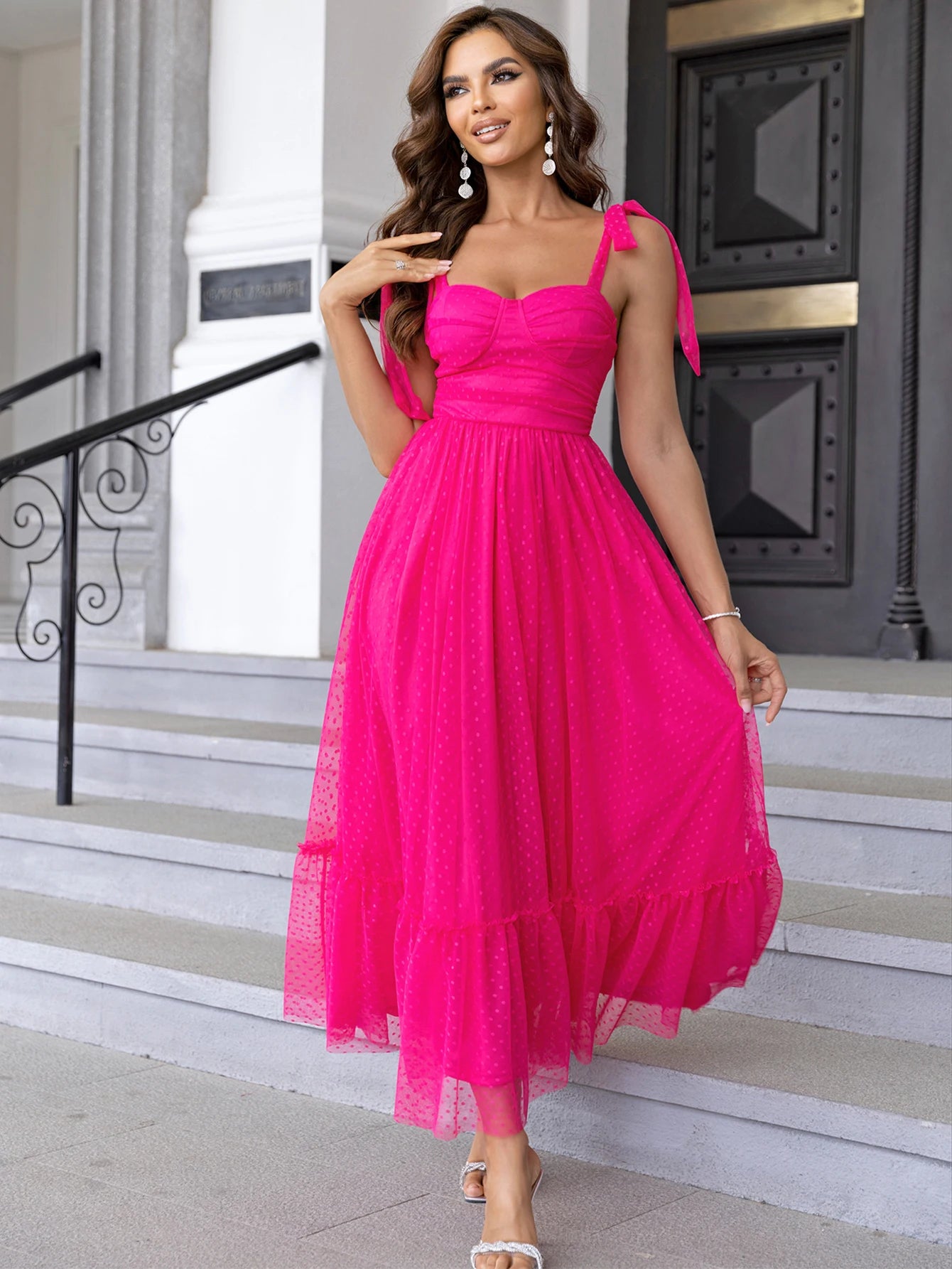 Sexy Backless Mesh Maxi Slip Dress