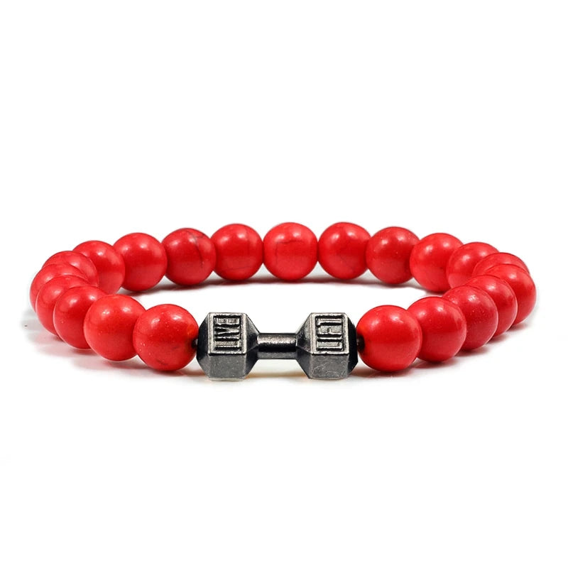Natural Volcanic Stone Dumbbell Beaded Bracelet