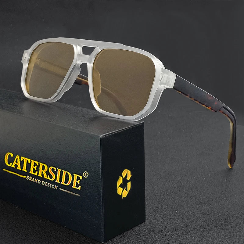 CATERSIDE Vintage Punk Double Bridges Pilot Sunglasses