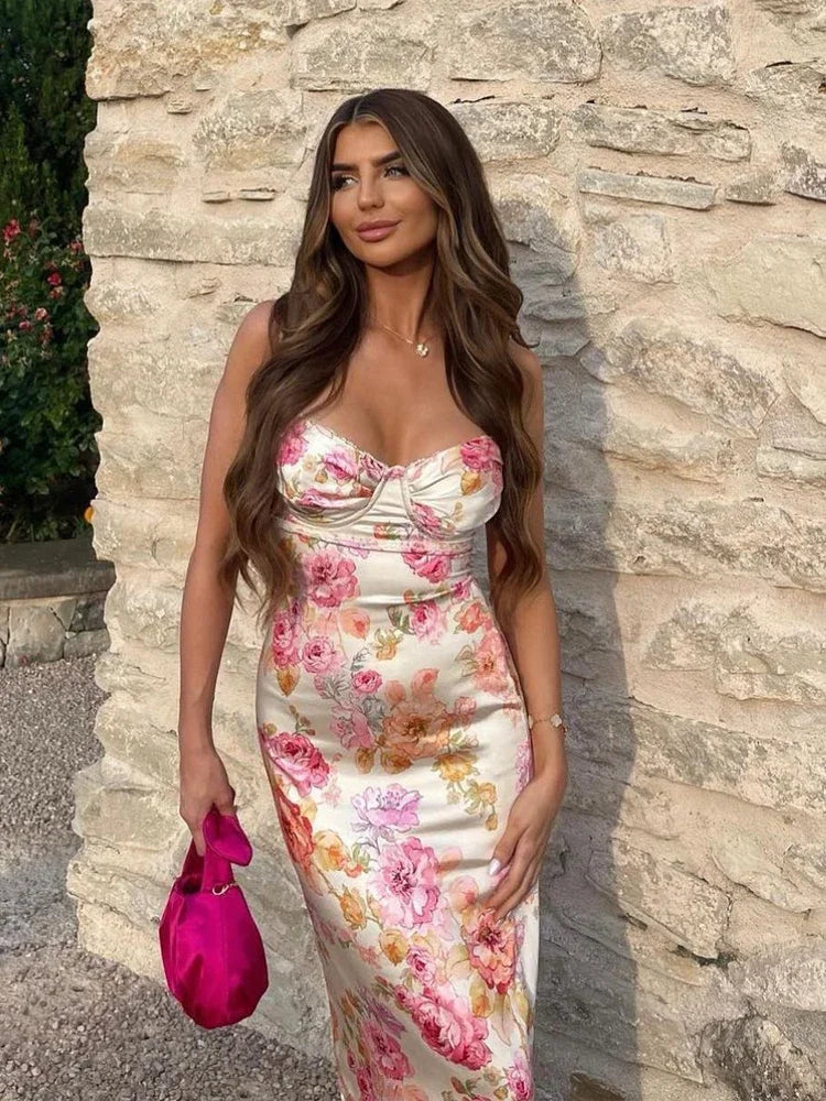 Suninheart Summer Floral Print Maxi Dress