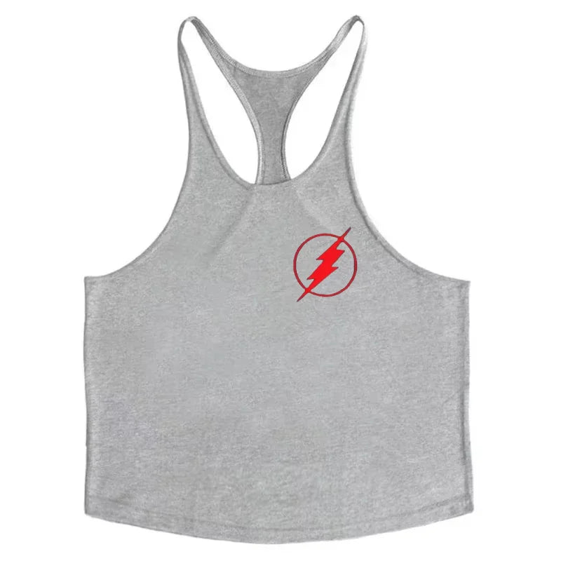 Men’s Cotton Lightning Graphic Y-Back Tank Top – Gym & Workout Vest
