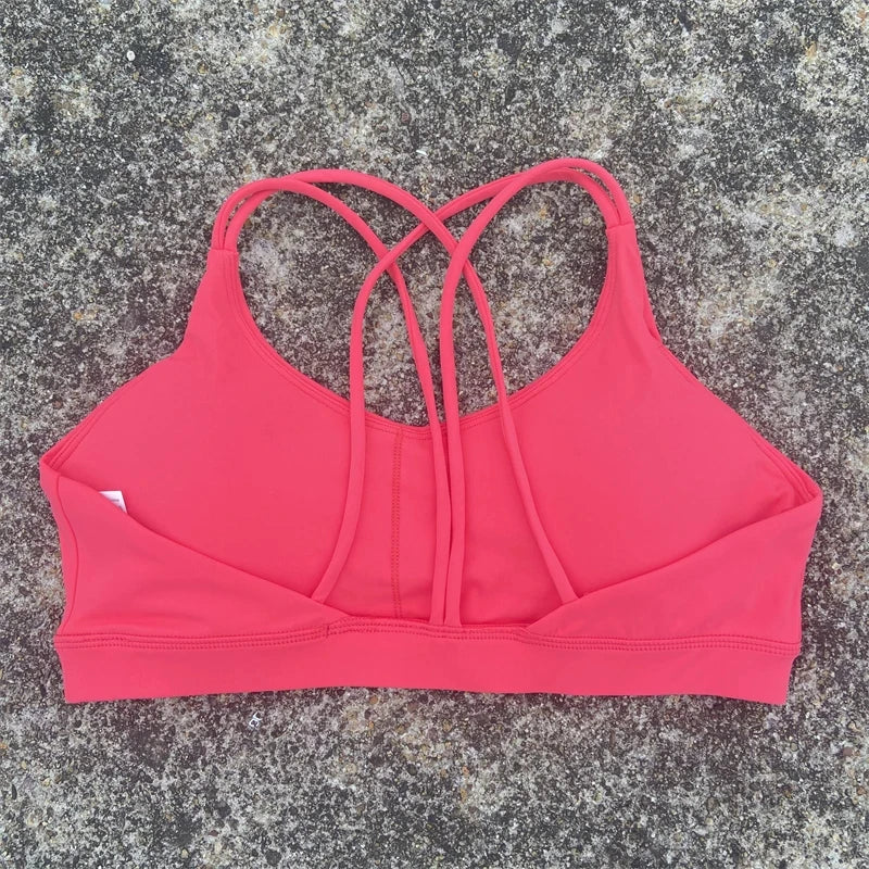 Solid Color Soft High Strength Women Cross Fitness Bra Tight Sport Top Comprehensive Training Gym Yoga Underwear With Chest Pad