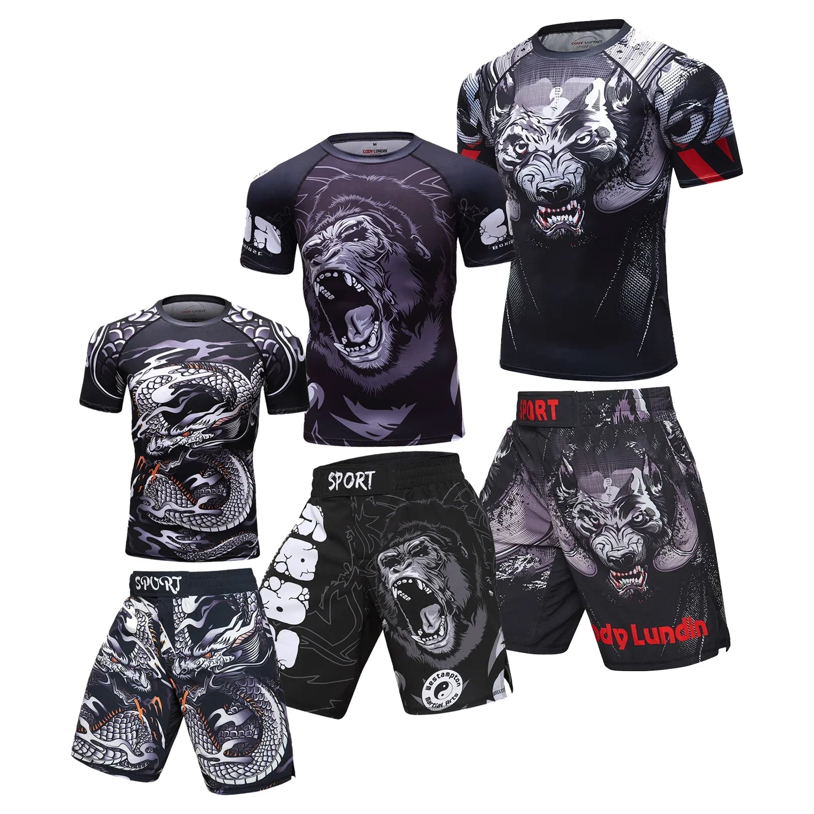 Two-Piece Sportswear Set – Rashguard & MMA Shorts