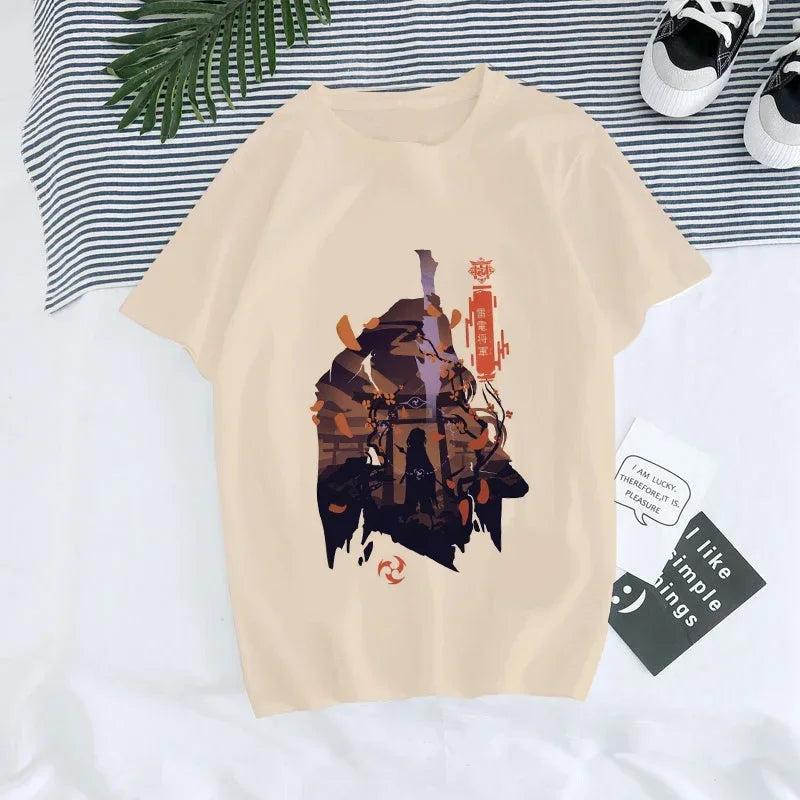 Genshin Impact Kawaii Graphic T-Shirt | Harajuku Anime Tee for Women