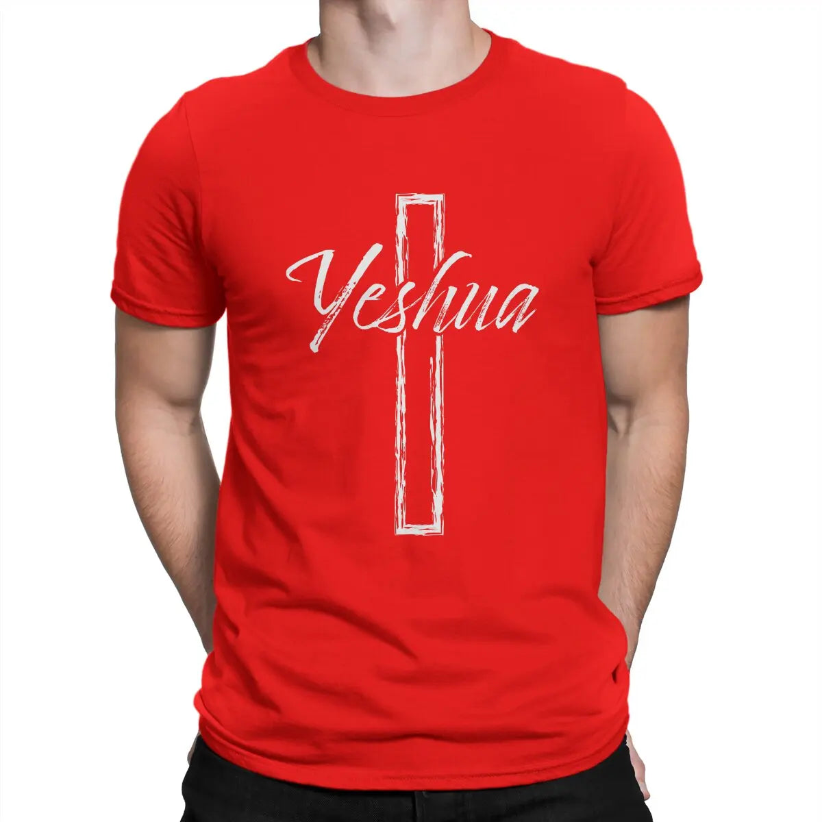 Jesus God Cross Creative TShirt for Men Yeshua Round Collar Pure Cotton T Shirt Distinctive Birthday Gifts Tops