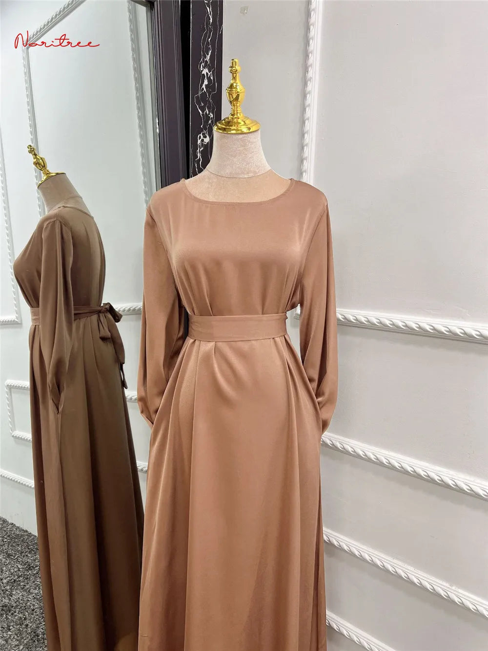Fashion Satin Silky Djellaba Muslim Dress