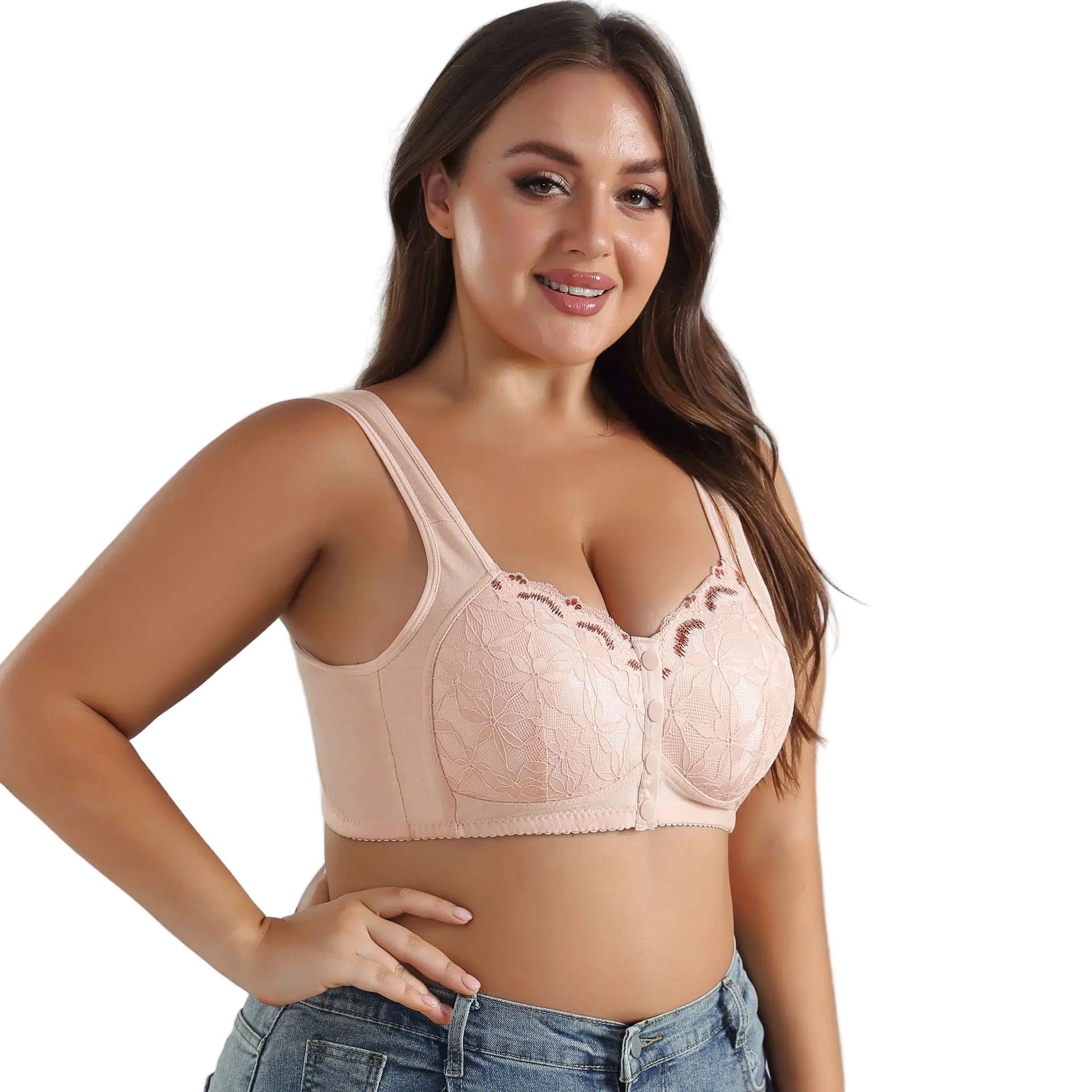 Soft Cotton Thin Cup Front Buckle Bras | Extra Comfortable, Wire-Free, Lace Vest Style