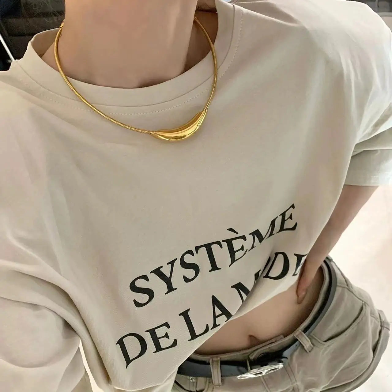 French Retro Metal Snake Bone Chain Collar