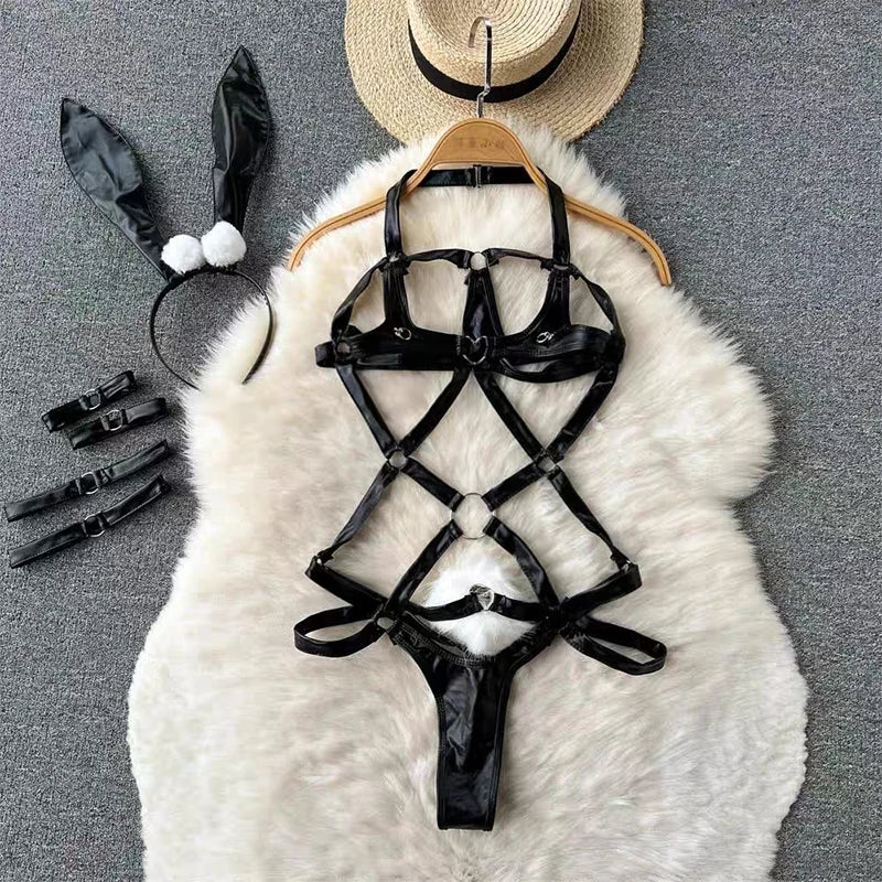 Bunny Girl Wrapped Chest Playsuit Sexy Slim Fit Lingerie