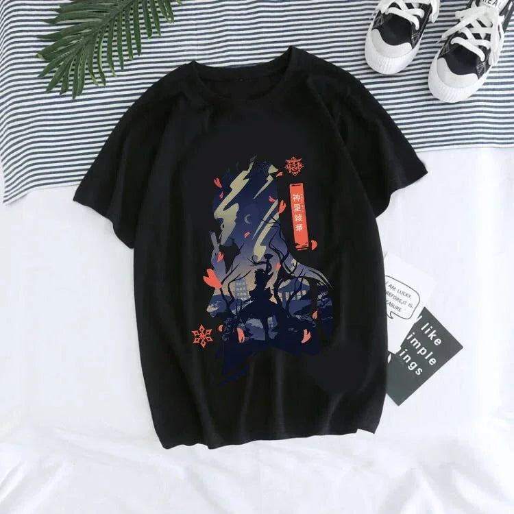 Genshin Impact Kawaii Graphic T-Shirt | Harajuku Anime Tee for Women