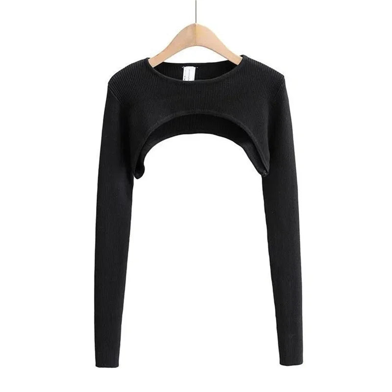 Sexy Elegant Super-Short Long Sleeve Crop Top