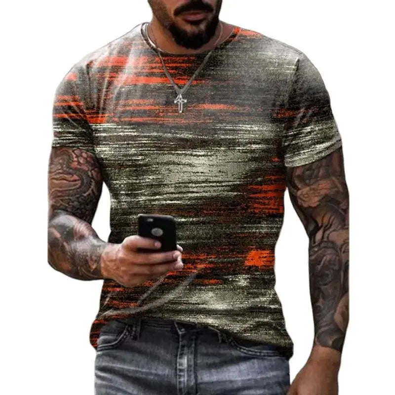 Men’s Graffiti 3D Print T-Shirt – Casual Loose Streetwear Short Sleeve
