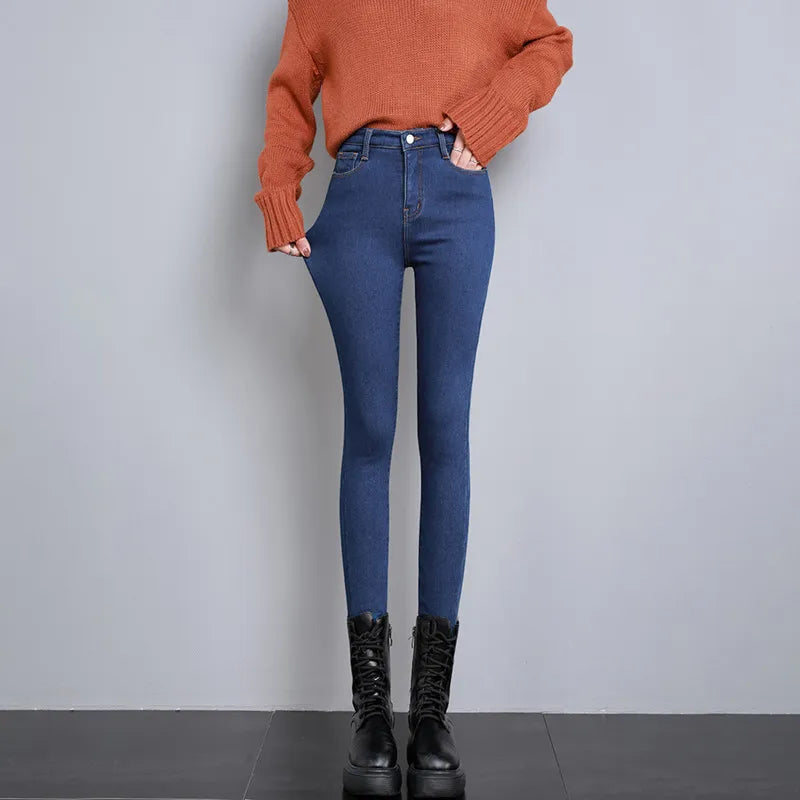 New Women Thermal Jeans Winter Snow Warm Plush Stretch Jeans