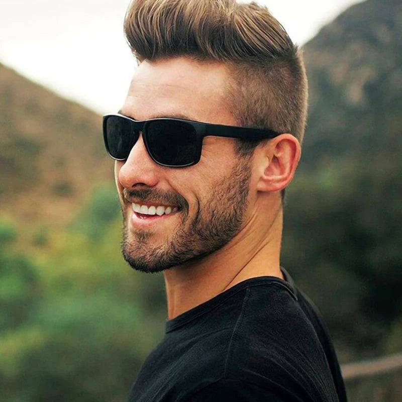 Classic Black Square Polarized Sunglasses for Men