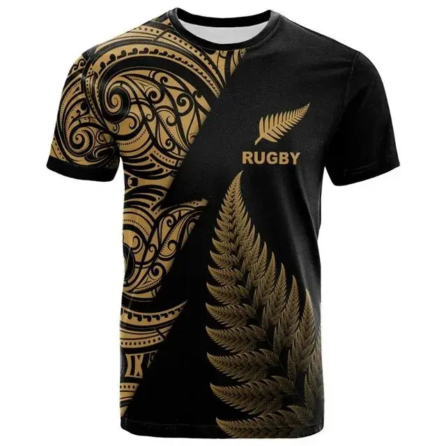 New Zealand Men’s 3D Printed Rugby T-Shirt | Quick-Dry Sports Tee