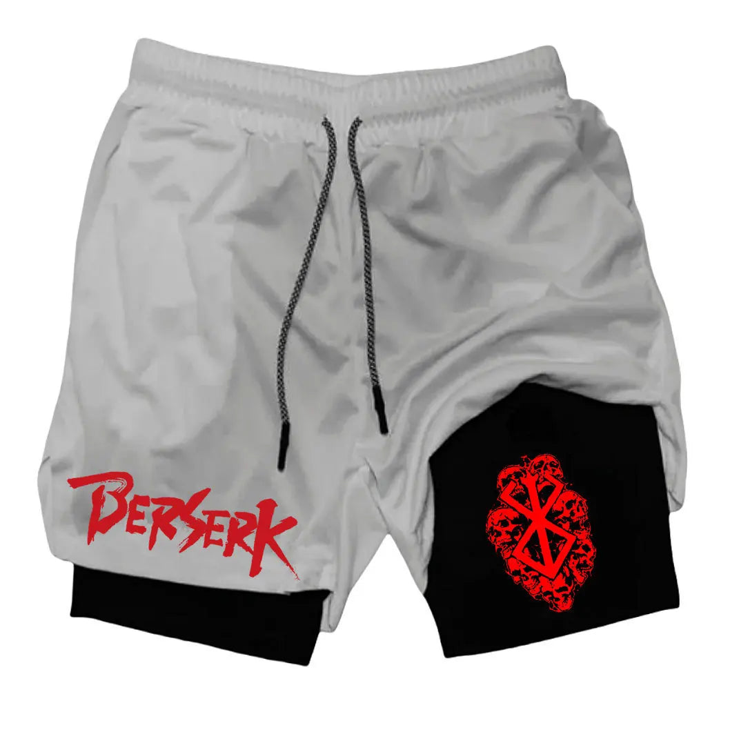Anime Berserk Print Men’s 2-in-1 Running Shorts