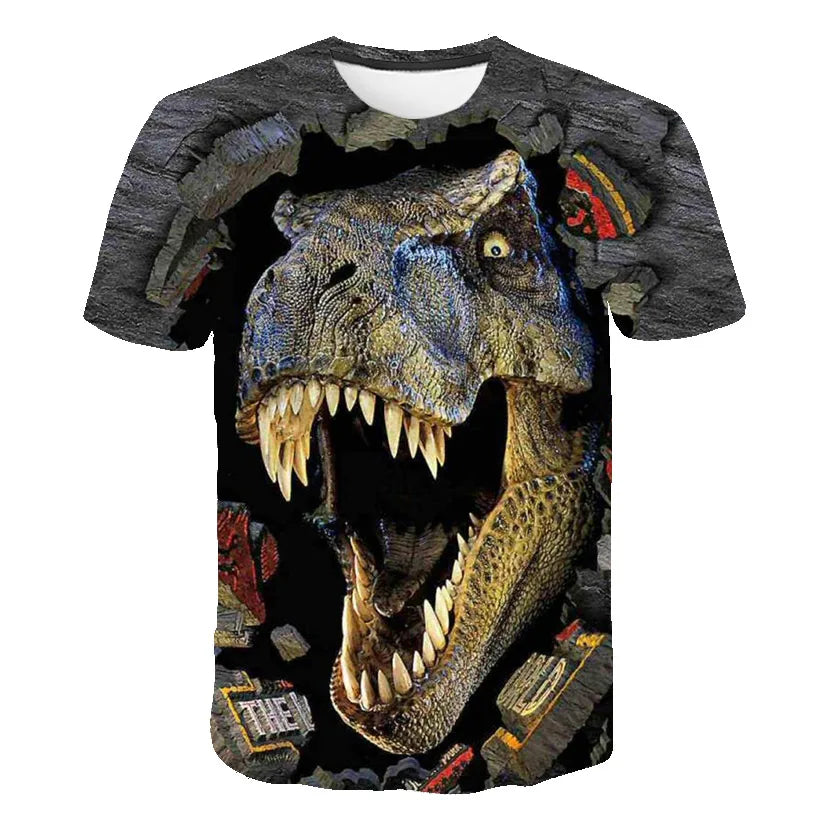 Kids Dinosaur Cartoon T-Shirt | Baby Boys & Girls Summer Short Sleeve Tee