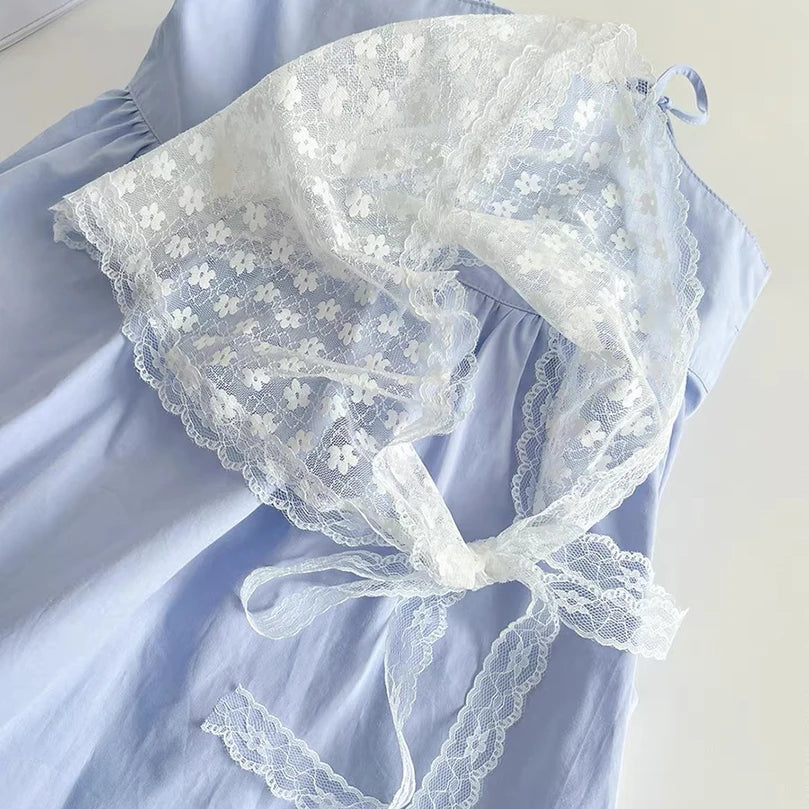 White Woven Floral Lace Hair Scarf