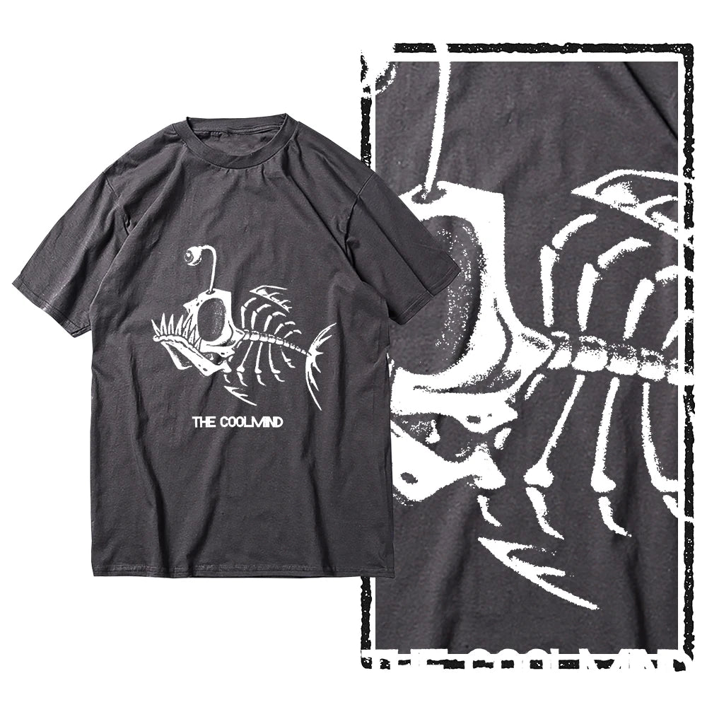 Bonefish Skull Deep Sea Fish Skeleton T-Shirt | Funny Fisherman Oversized Tee