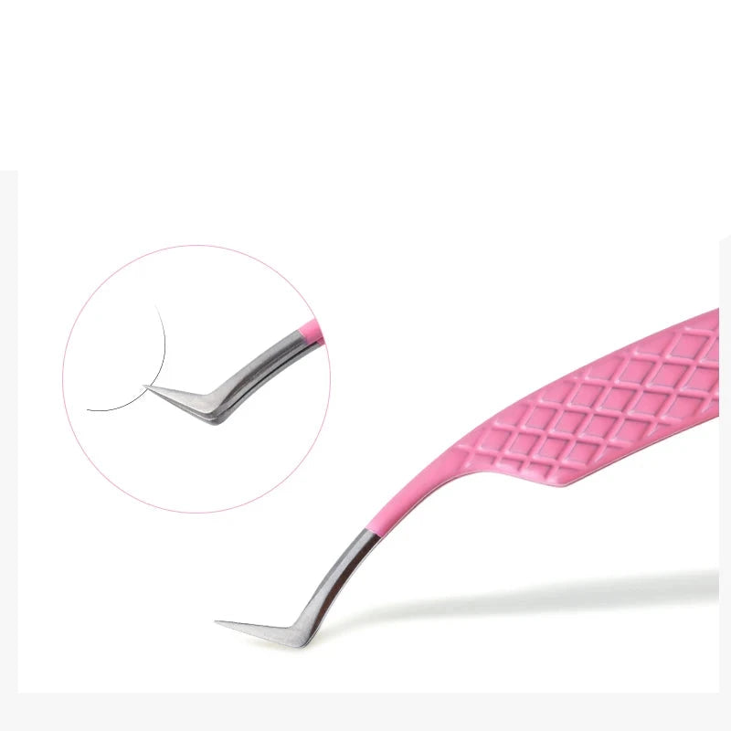 Rose Red Tweezers Stainless Steel High Precision Anti-static Tweezers for Eyelash Extensions Makeup