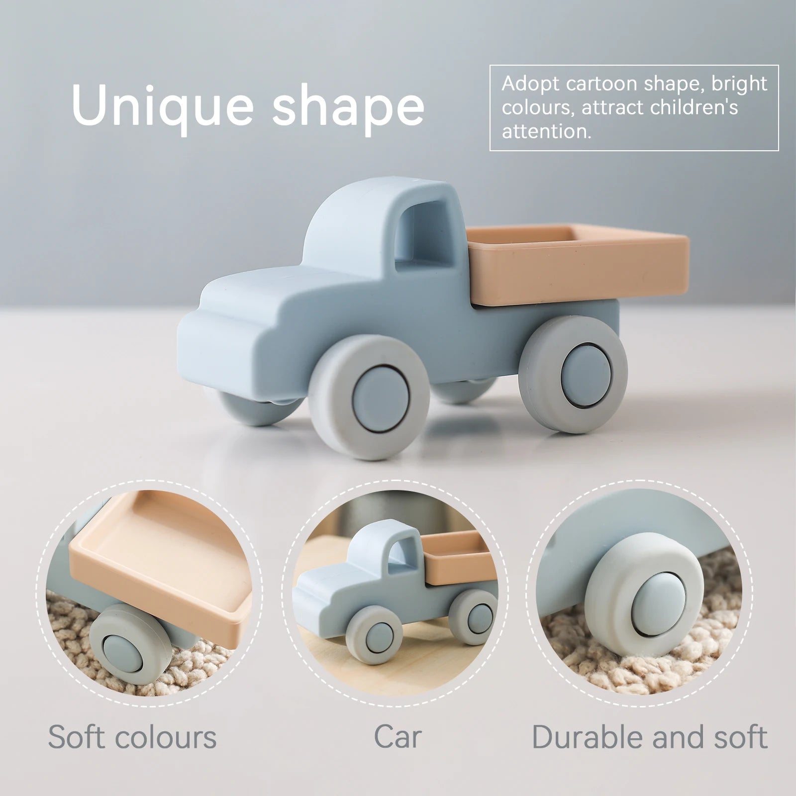 Silicone Car Teether Toy Educational Baby Teething Block