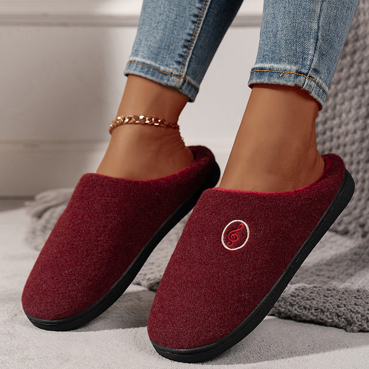 Casual Women’s Home Slippers | Warm &amp; Elegant Music Note Design