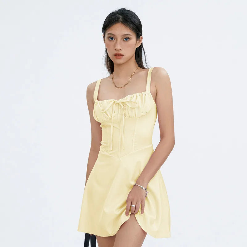 Elegant Tie-Up Fishbone Waist Dress