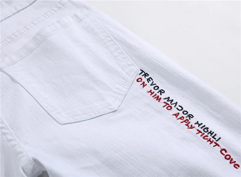 Men’s Ripped Printed Skinny Jeans | Hip Hop Streetwear Denim Pants