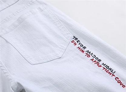 Men’s Ripped Printed Skinny Jeans | Hip Hop Streetwear Denim Pants