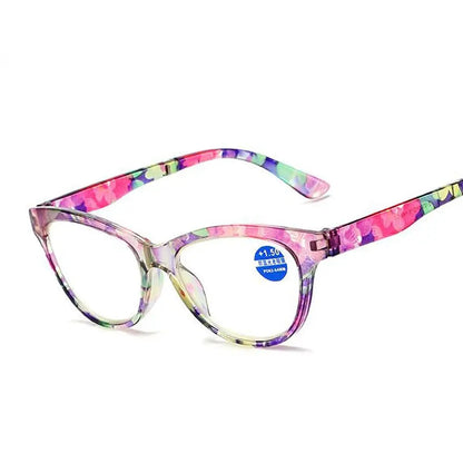 Floral Print PC Frame Cat Eye Eyewear for Presbyopia