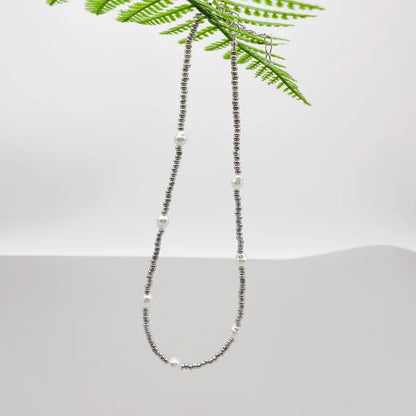 Silver Beads &amp; Pearl Necklace