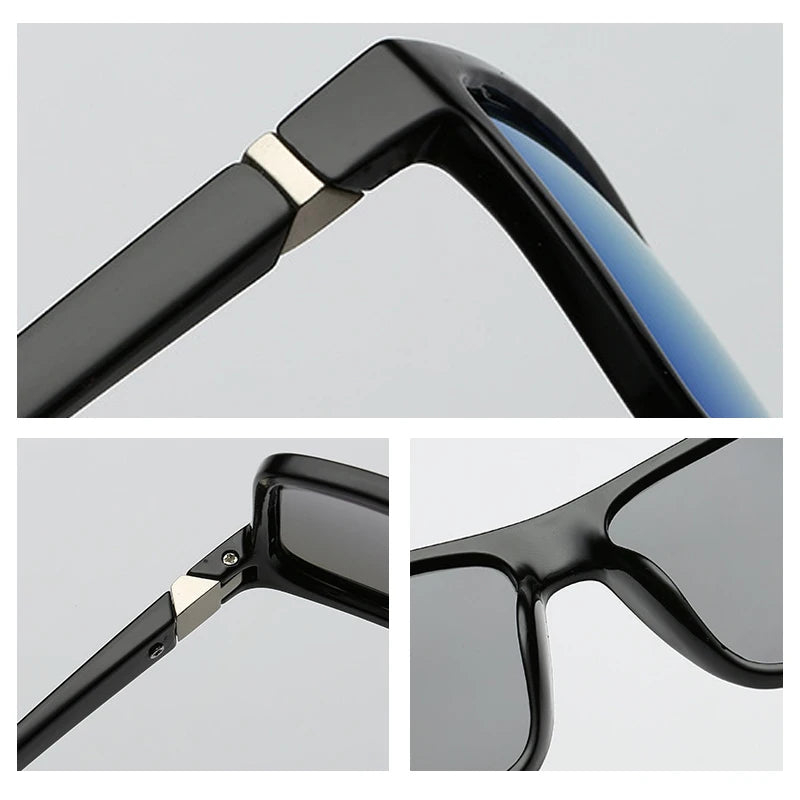 Classic Black Square Polarized Sunglasses for Men