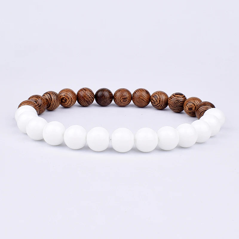 Volcanic Lava Stone &amp; Wooden Bead Bracelet